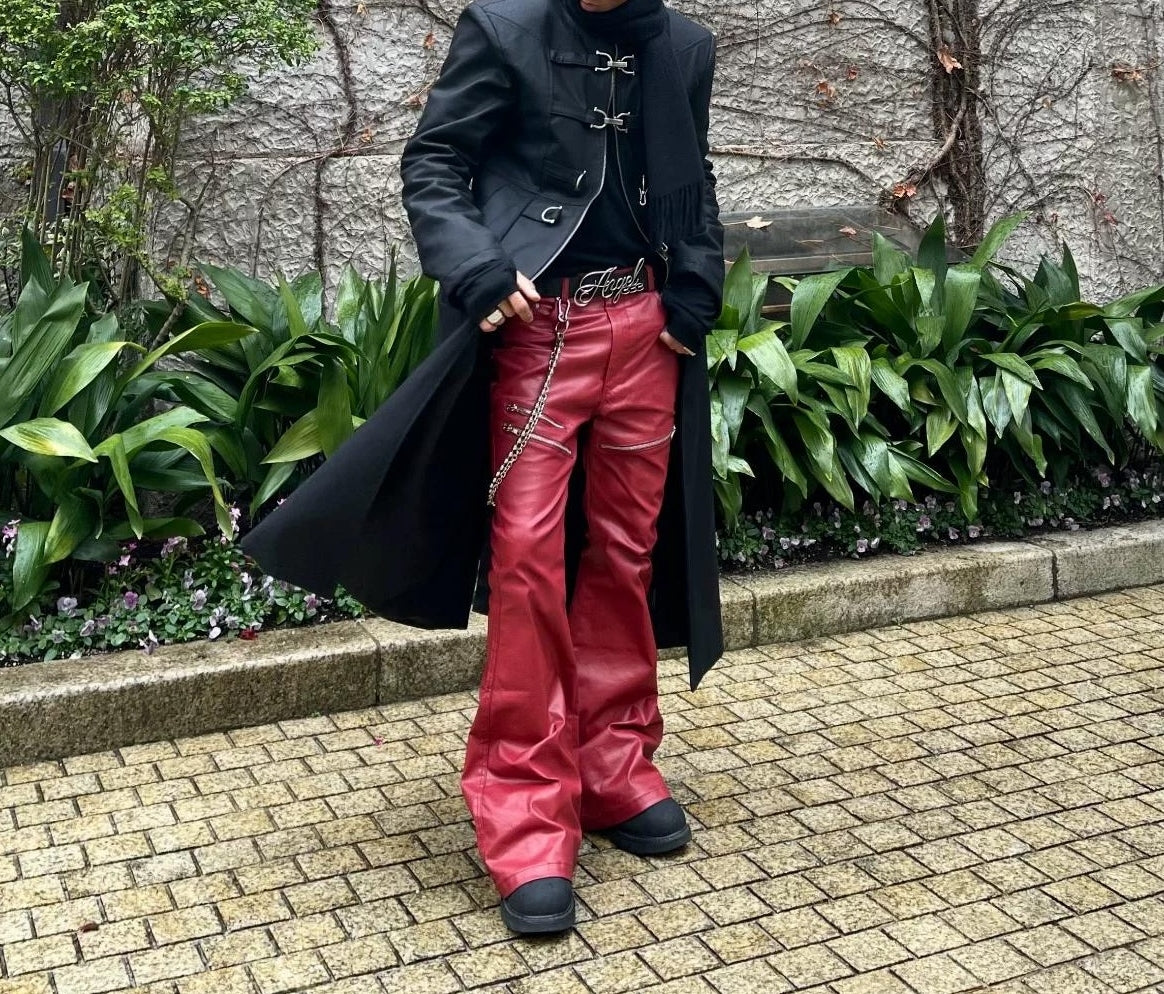 LIQUID METAL PINK WAXED PANTS