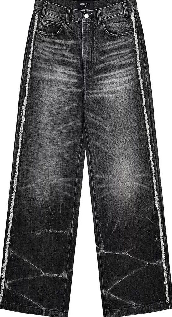 LIGHTNING STRIPE RAW EDGE JEANS