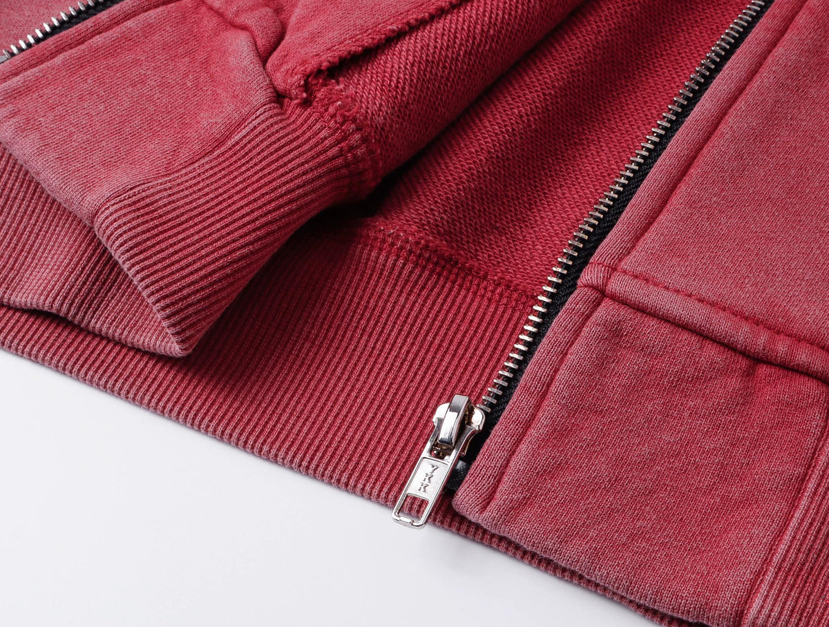 PINK WASHED ZIPPER HOODIE