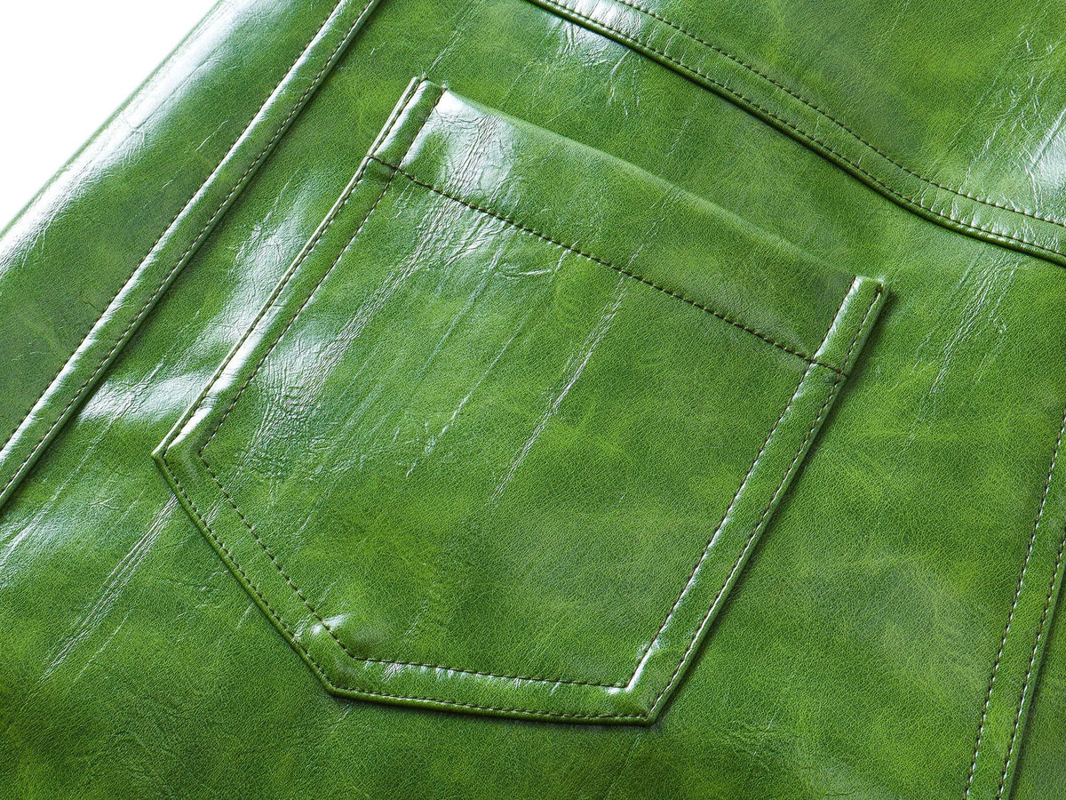 CRISPY GREEN LEATHER PANTS
