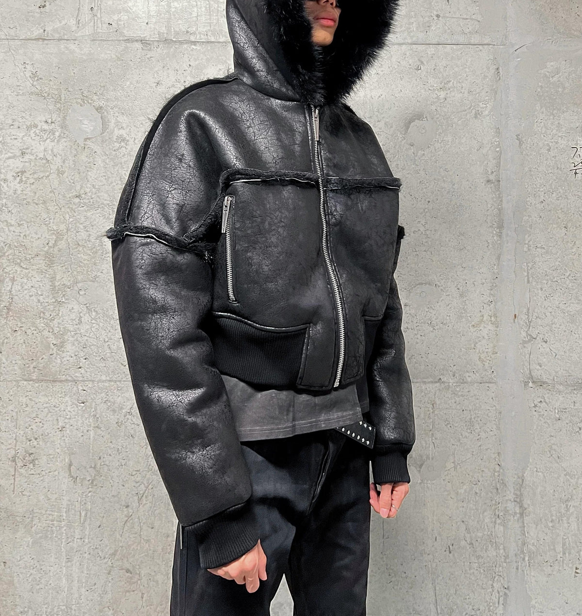 FUR COLLAR MULTI-ZIP JACKET
