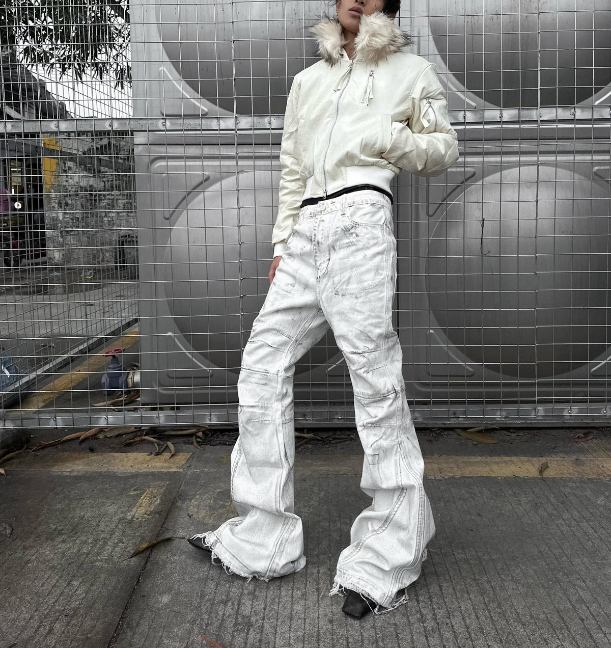 WRECKING WHITE WAX PANTS