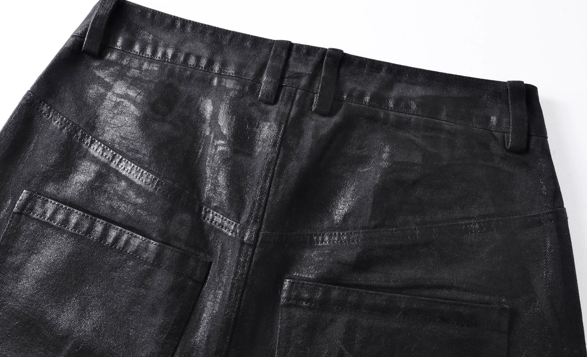 CRACKLE WAXED BAGGY PANTS