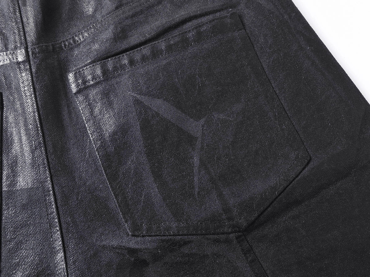CRACKLE WAXED BAGGY PANTS