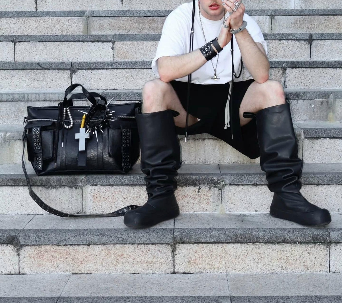 CROSSBODY LEATHER TOTE BAG