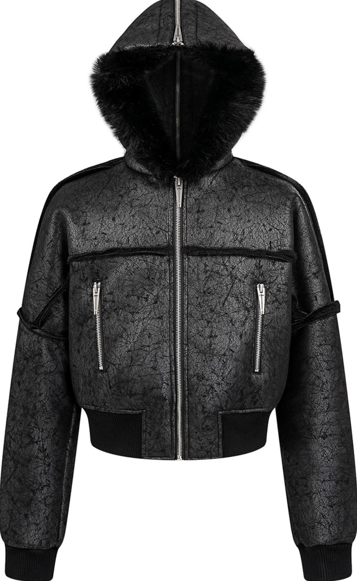 FUR COLLAR MULTI-ZIP JACKET