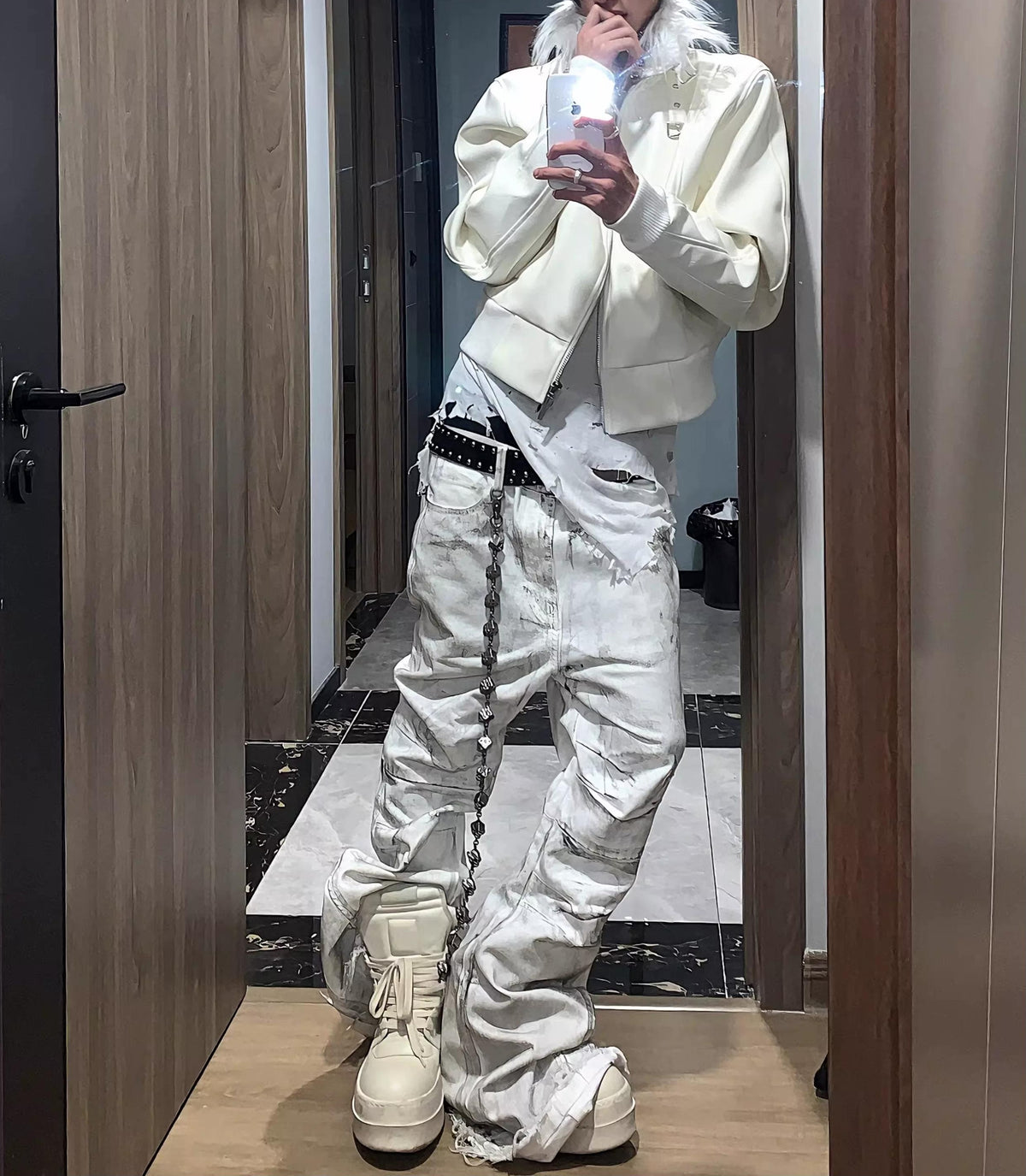 WRECKING WHITE WAX PANTS
