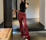 LIQUID METAL PINK WAXED PANTS
