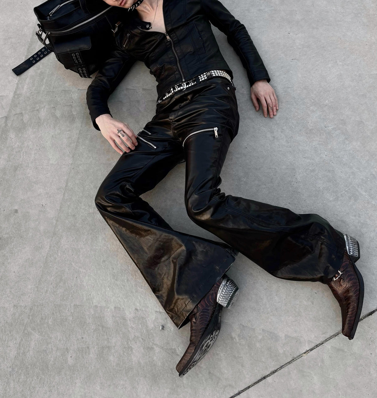 LIQUID METAL ZIPPER WAX PANTS
