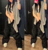 WIDE LEG DESTROYED WAXED JEANS