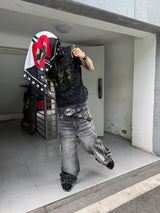 LIGHTNING STRIPE RAW EDGE JEANS