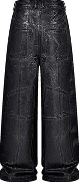 CRACKLE WAXED BAGGY PANTS