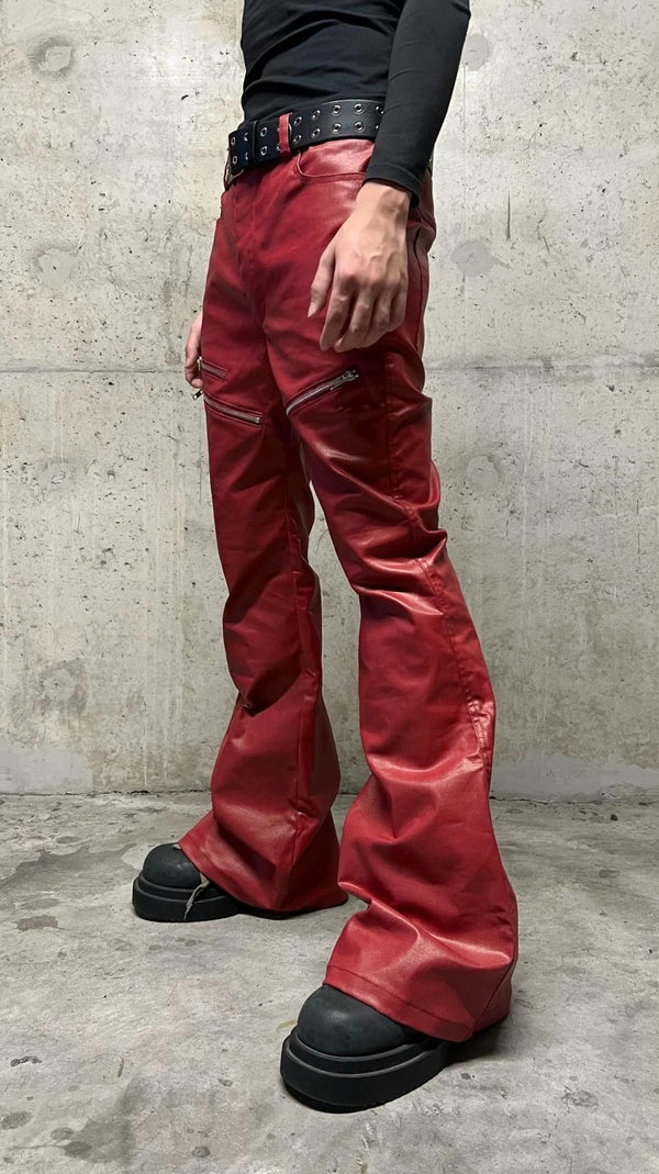 LIQUID METAL PINK WAXED PANTS