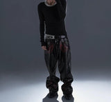 BAROQUE SKULL CLIP LEATHER PANTS
