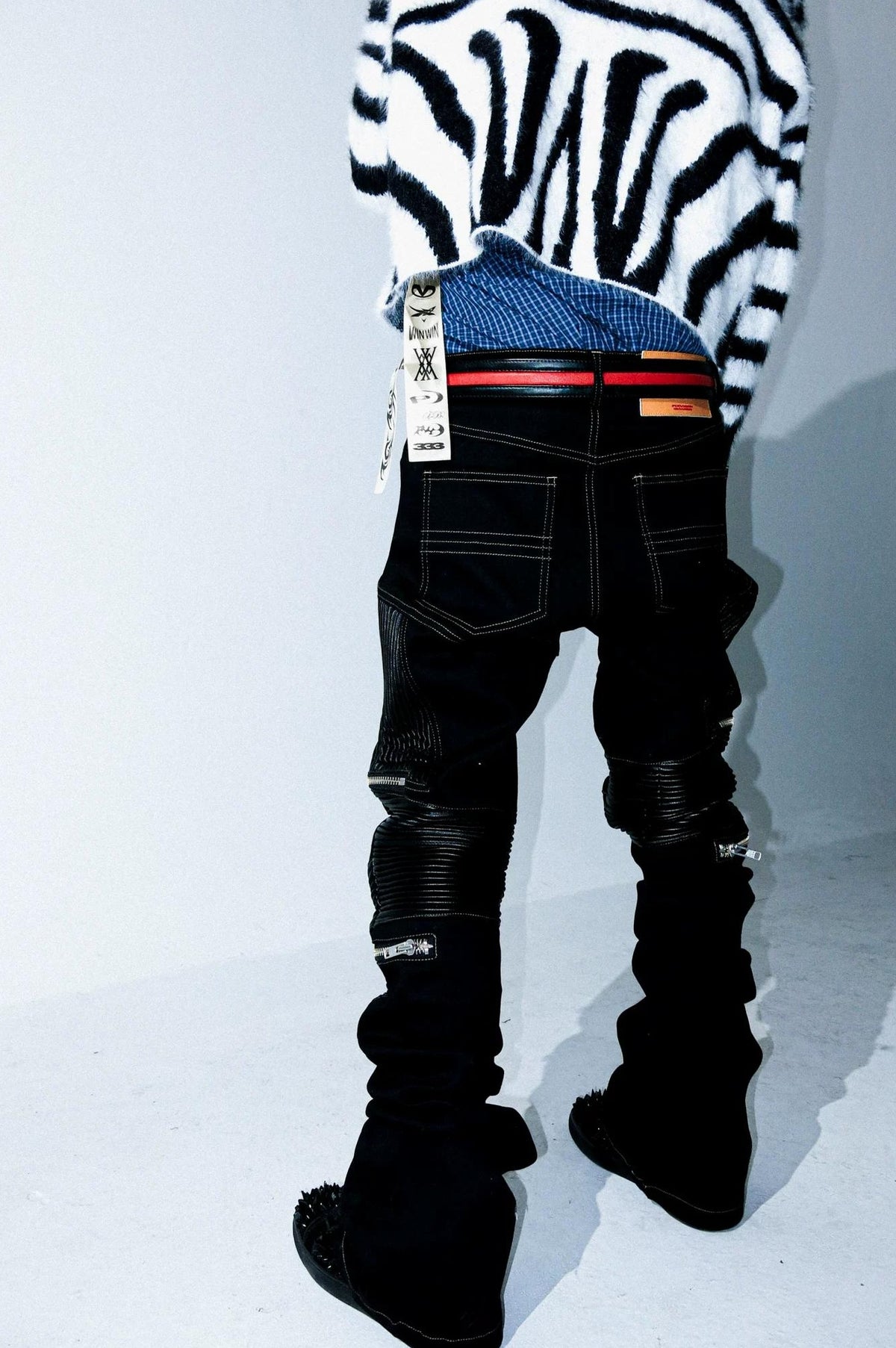 SLIM FLARE BIKER PANTS