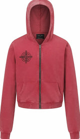 PINK WASHED ZIPPER HOODIE