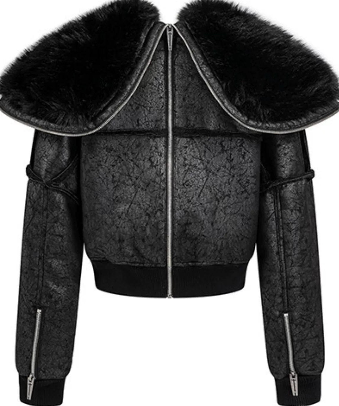 FUR COLLAR MULTI-ZIP JACKET