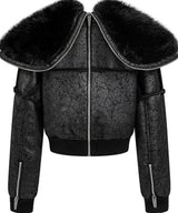 FUR COLLAR MULTI-ZIP JACKET