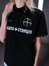 STUDDED PRINT POLO SHIRT
