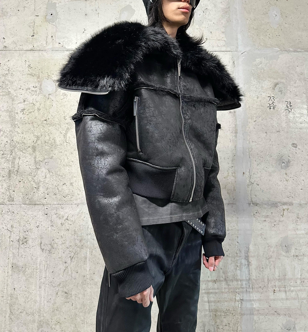 FUR COLLAR MULTI-ZIP JACKET
