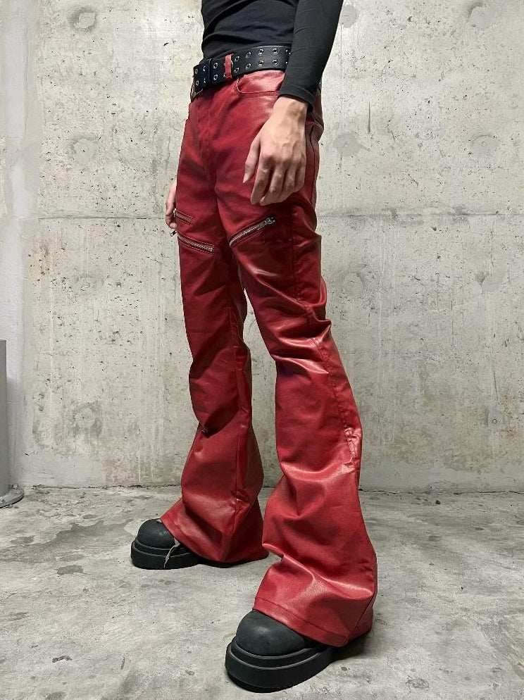 LIQUID METAL PINK WAXED PANTS