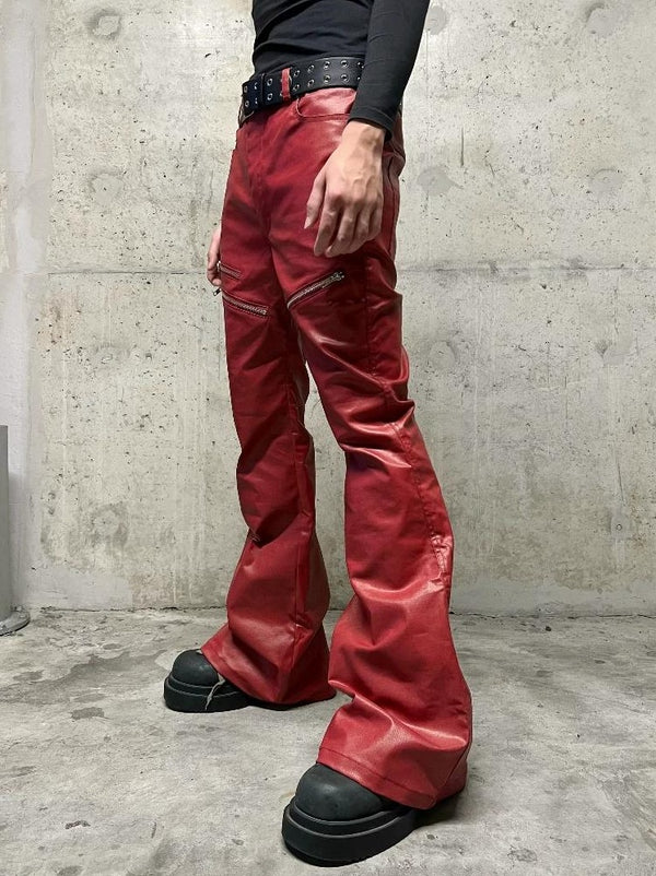 LIQUID METAL PINK WAXED PANTS