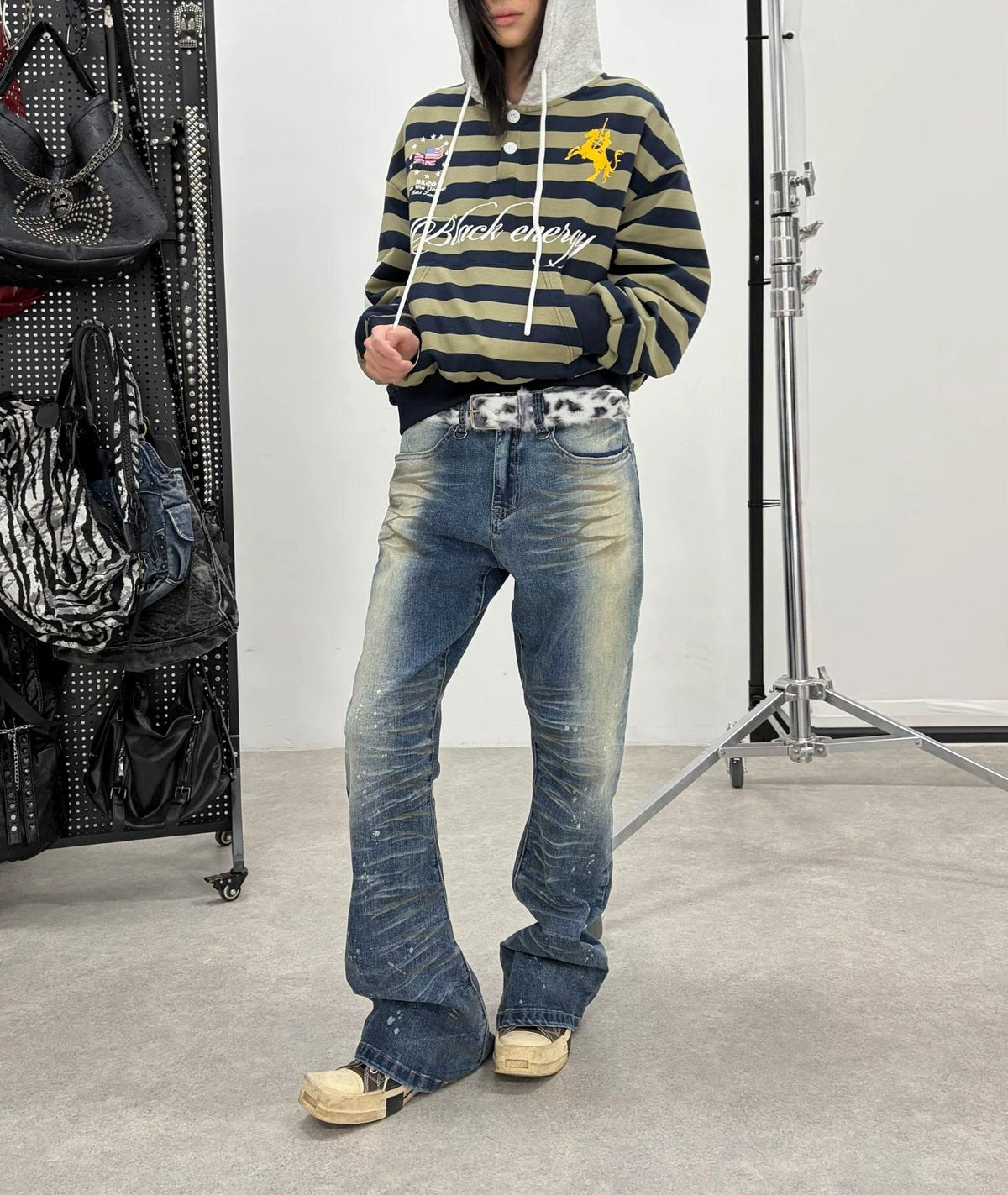 カラー ブロック フーディ スウェットシャツ