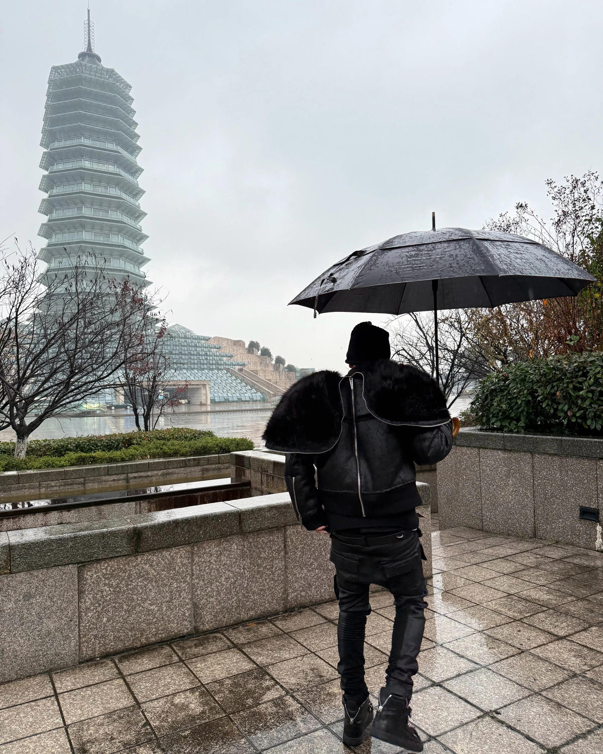 FUR COLLAR MULTI-ZIP JACKET