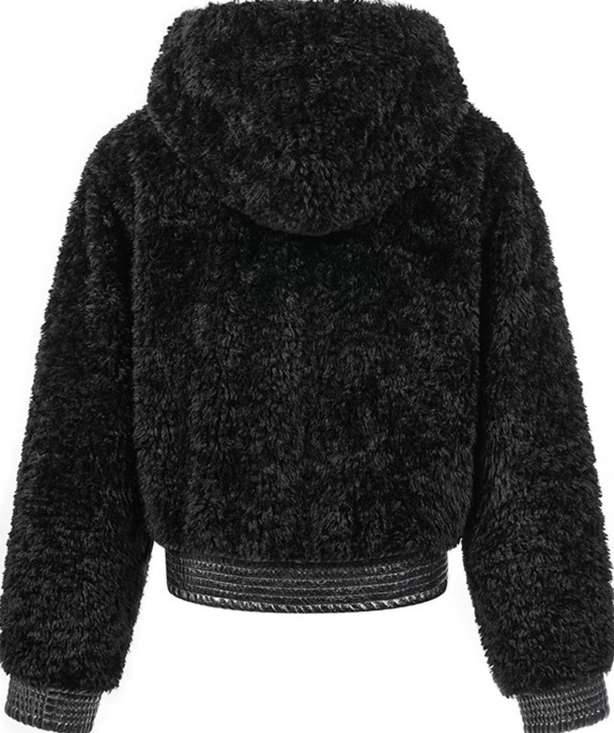 PLUSH PATCHWORK SUEDE HOODED JACKET