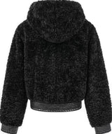 PLUSH PATCHWORK SUEDE HOODED JACKET