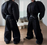 WIDE LEG DESTROYED WAXED JEANS