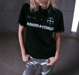 STUDDED PRINT POLO SHIRT