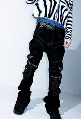 SLIM FLARE BIKER PANTS