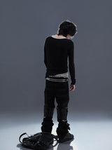 SLIM FLARE BIKER PANTS