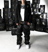 BAROQUE SKULL EMBROIDERED PANTS