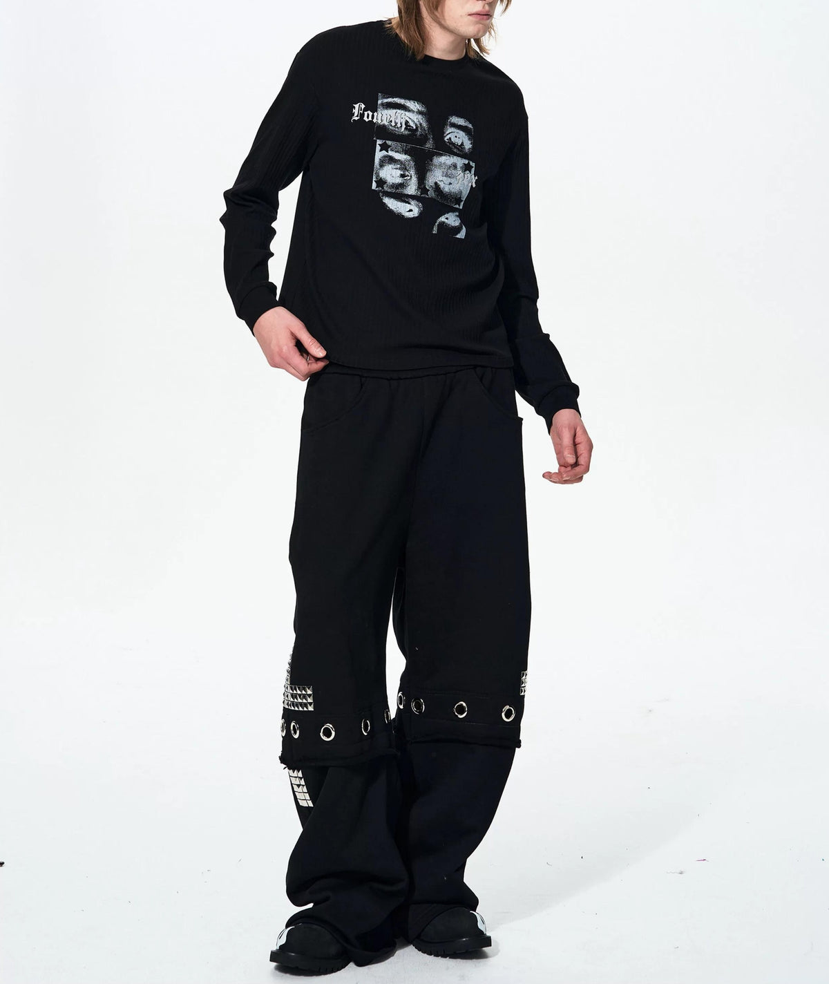 ストリートスタイルリベットスウェットパンツ