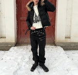 BLACK PONY HAIR BUCKLE BELT