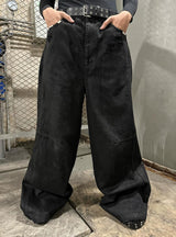 WIDE LEG DESTROYED WAXED JEANS
