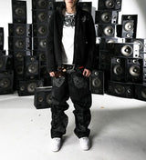 BAROQUE SKULL EMBROIDERED PANTS