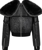 FUR COLLAR MULTI-ZIP JACKET