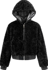 PLUSH PATCHWORK SUEDE HOODED JACKET