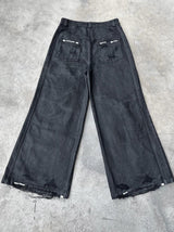 WIDE LEG DESTROYED WAXED JEANS