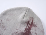 PINK KNIT HAT WITH PRINT