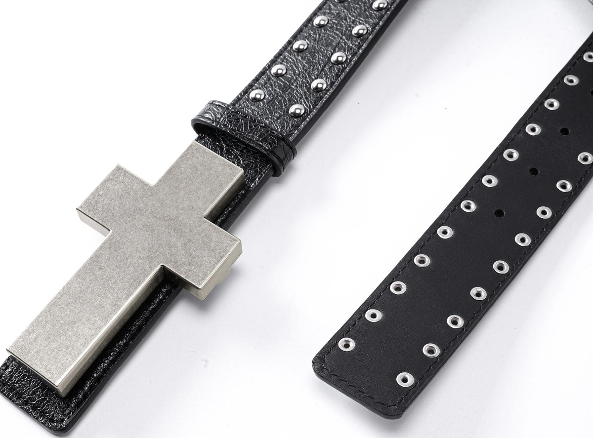 STUDDED CROSS BELT WITH BURST PATTERN