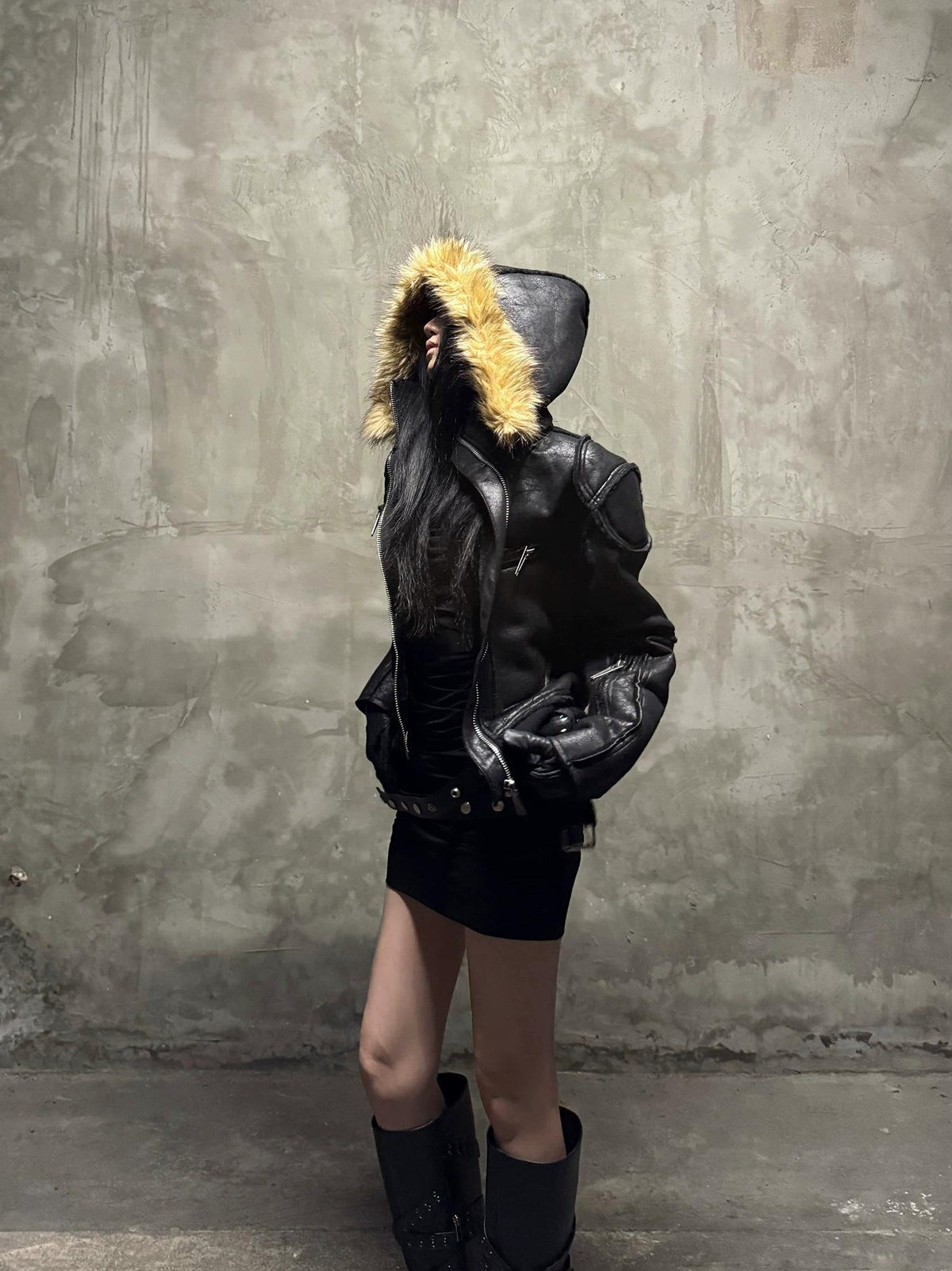 FAUX FUR MULTI-ZIPPER JACKET