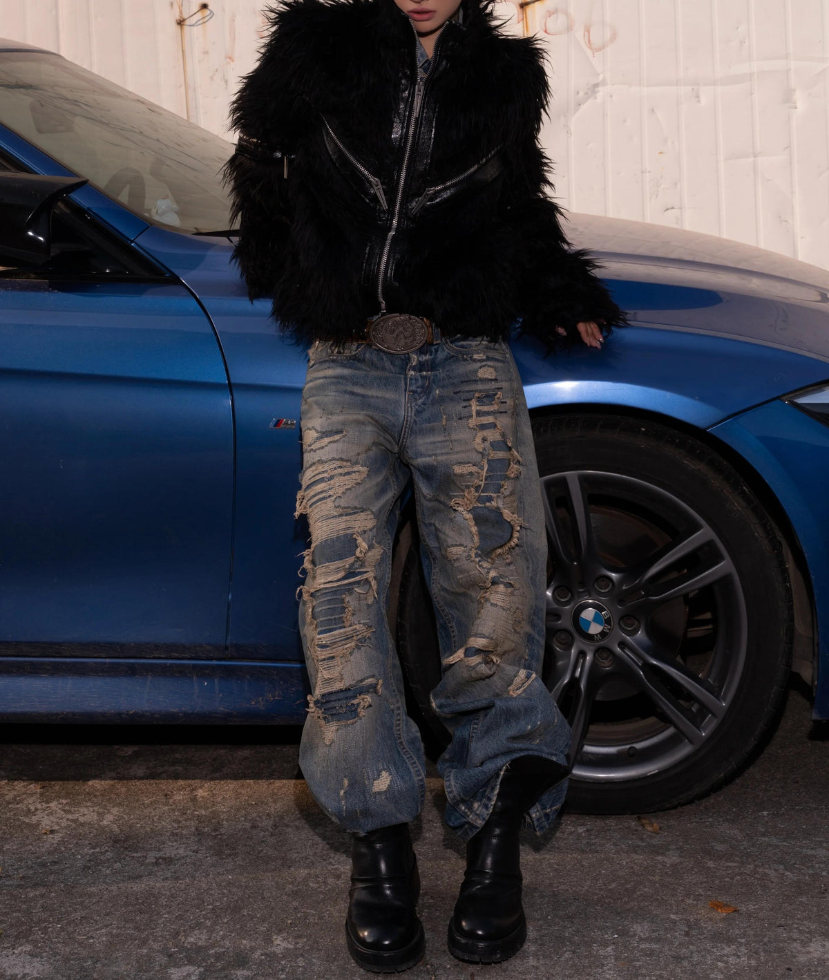 PATCHWORK LEATHER FUR JACKET