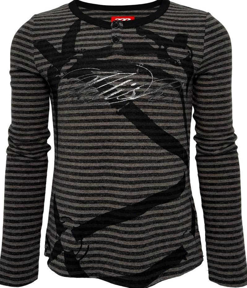 GLITTER STRIPED HENLEY T-SHIRT