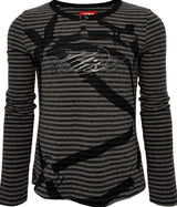 GLITTER STRIPED HENLEY T-SHIRT