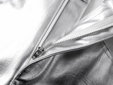 SILVER LIQUID LEATHER PANTS