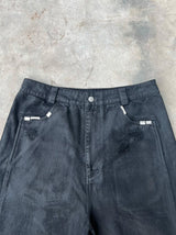WIDE LEG DESTROYED WAXED JEANS